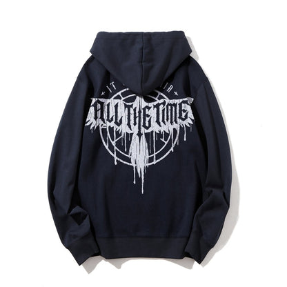 It Can't Rain All The Time Nerd Printed Back Cotton Hoodie