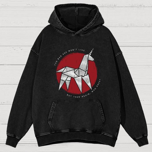 Origami Unicorn  Vintage Distressed Hoodie