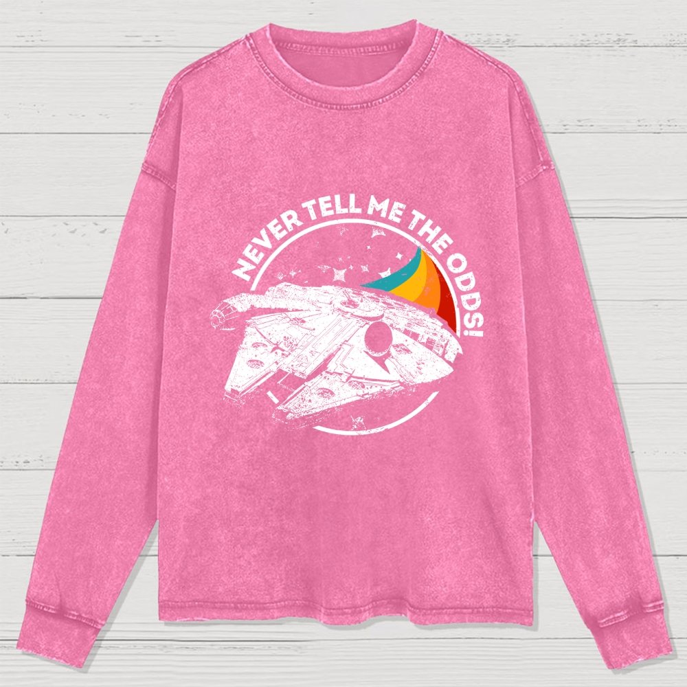 Never Tell Me the Retro Odds Washed Long Sleeve Tee