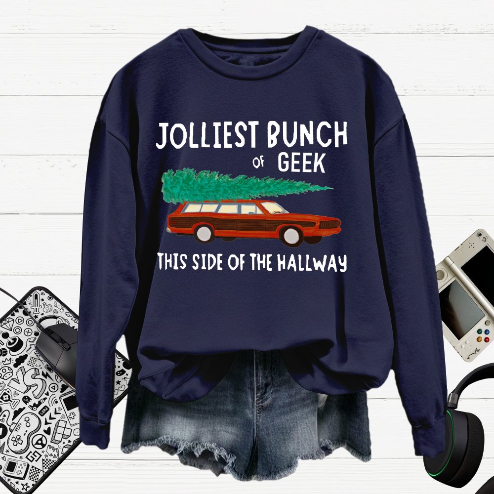 Jolliest Bunch Of Geek Christmas Cotton Pullover Sweatshirt