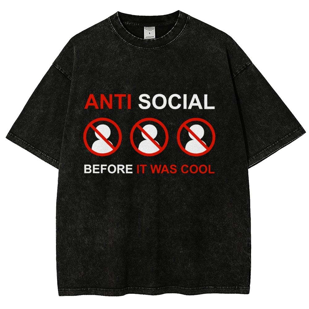 Anti-Social Before It Was Cool Vintage Distressed T-shirt
