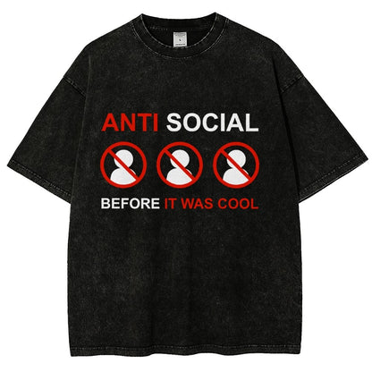 Anti-Social Before It Was Cool Vintage Distressed T-shirt