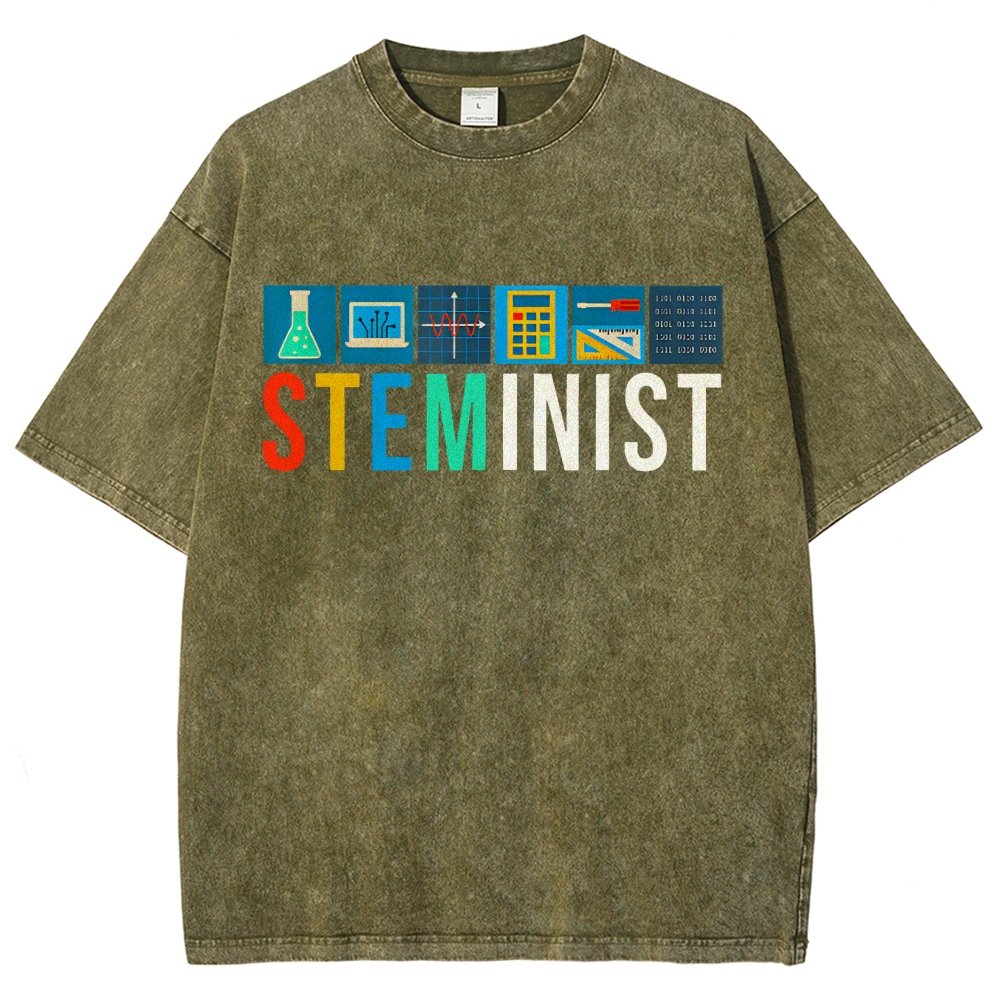 Steminist Science Technology Engineering Math STEM Vintage Distressed T-shirt