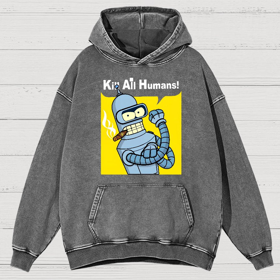 We Can Kill All Humans Vintage Distressed Hoodie