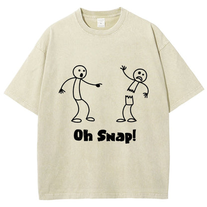 Oh Snap Funny Stick Figure Slogan Saying Vintage Distressed T-shirt