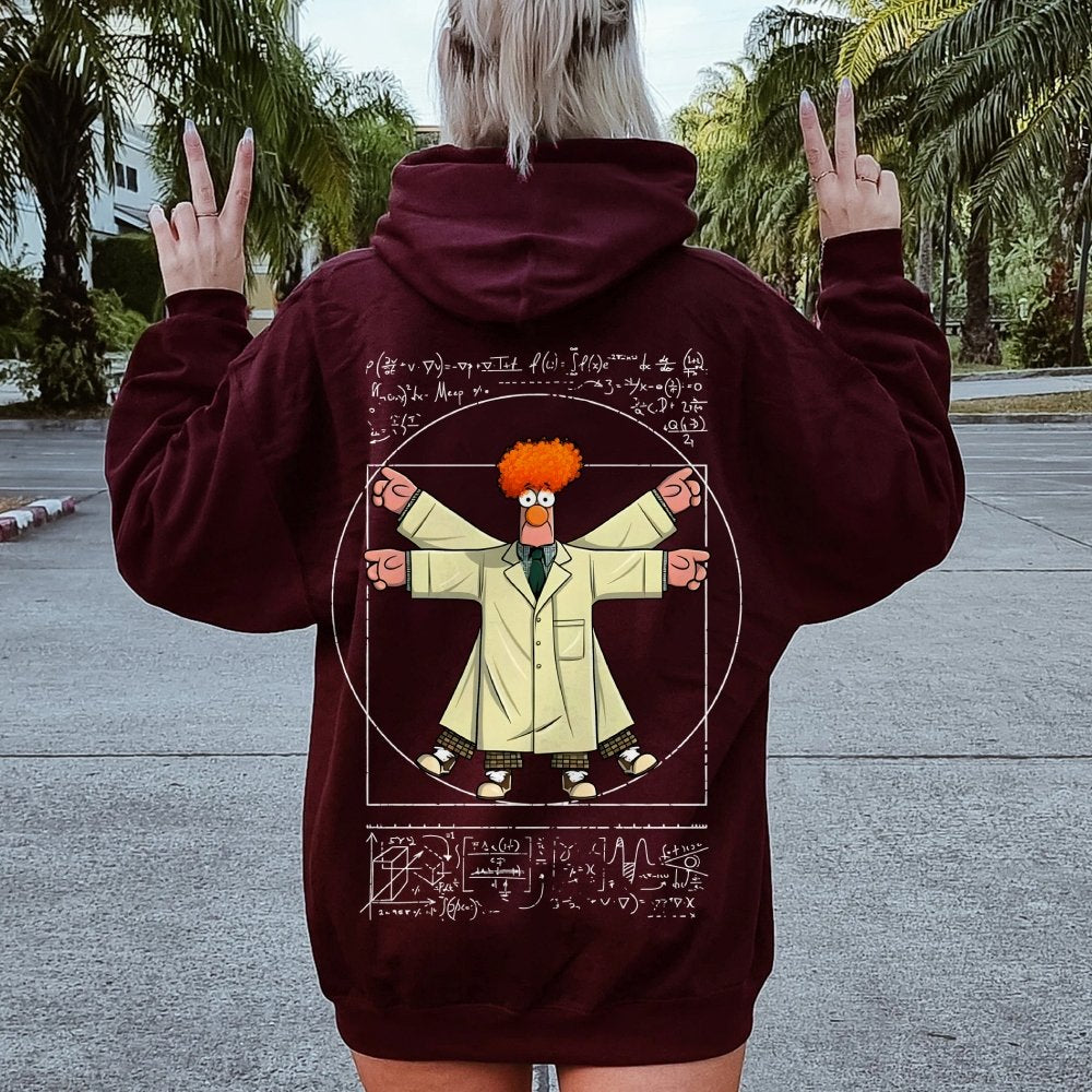 Vitruvian Puppet Printed Back Unisex Cotton Hoodie