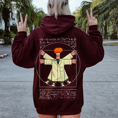 Vitruvian Puppet Printed Back Unisex Cotton Hoodie