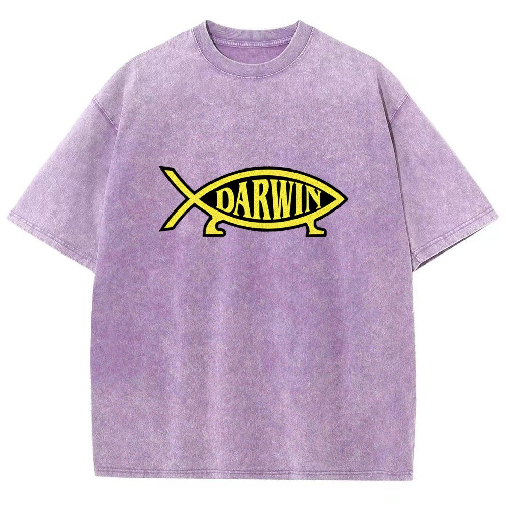 Darwin Fish Vintage Distressed T-shirt