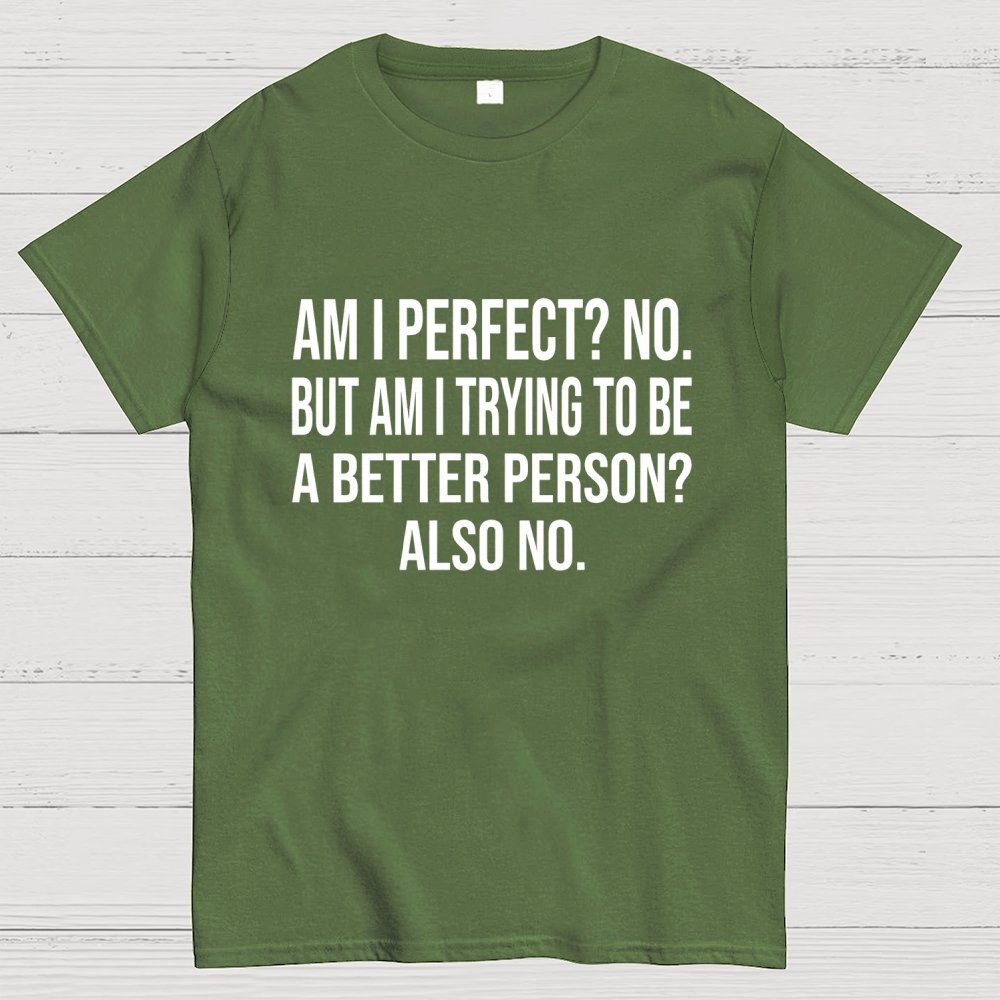 Am I Perfect No But Am I Trying To Be A Better Person Also No Geek T-Shirt