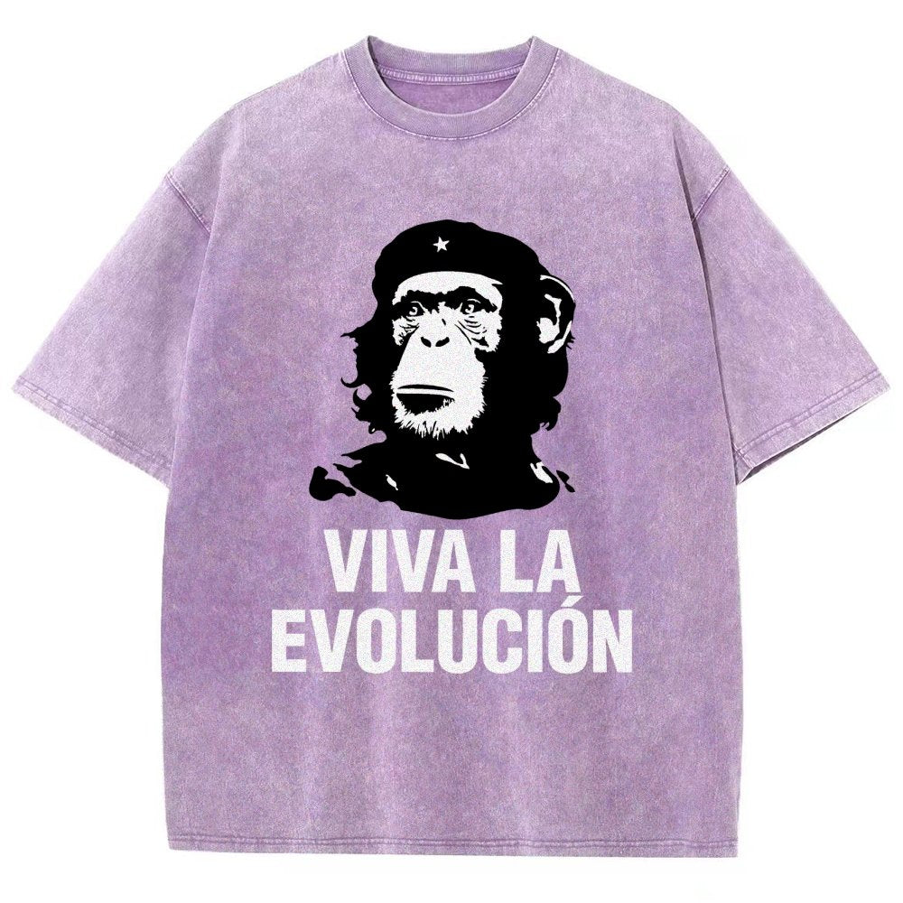 Marxist Evolution Funny Chimpanzee Monkey Rebellious Figure Parody Slogan Vintage Distressed T-shirt