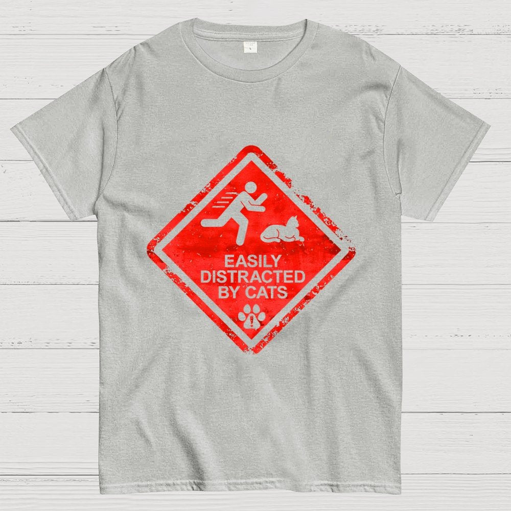Cat Distraction Warning Geek T-Shirt