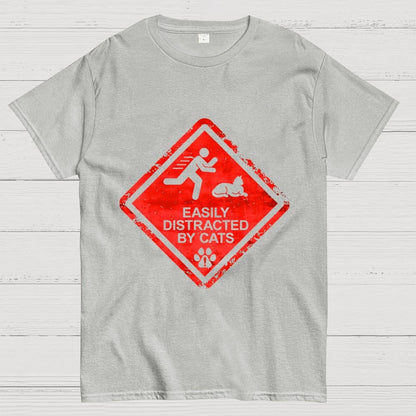 Cat Distraction Warning Geek T-Shirt