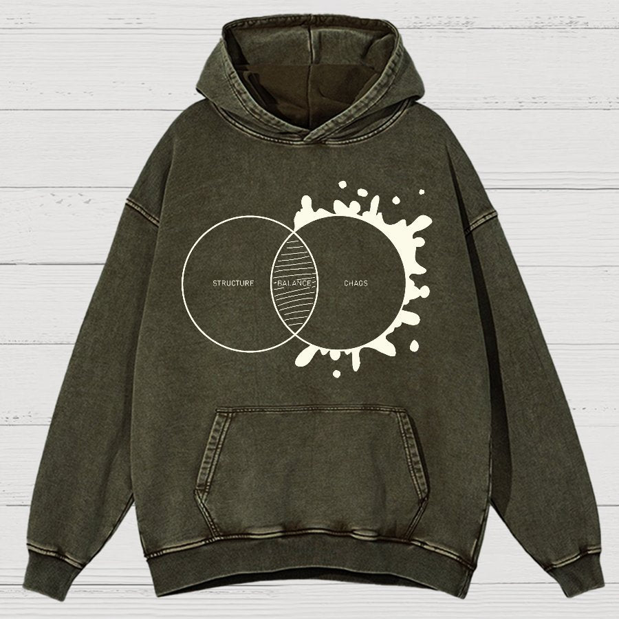 Balance Between Structure and Chaos Geek Vintage Distressed Hoodie
