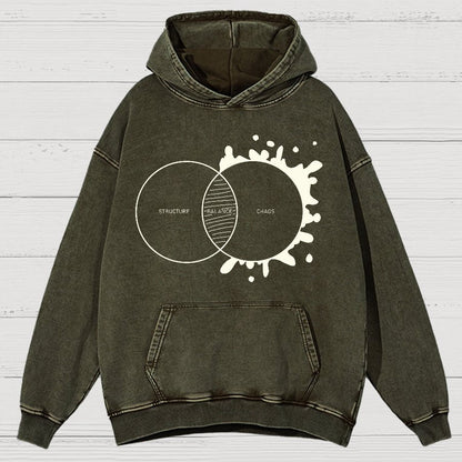 Balance Between Structure and Chaos Geek Vintage Distressed Hoodie