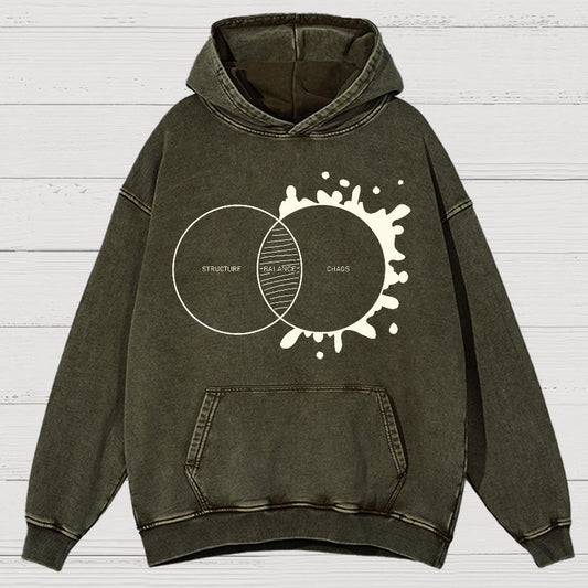 Balance Between Structure and Chaos Geek Vintage Distressed Hoodie