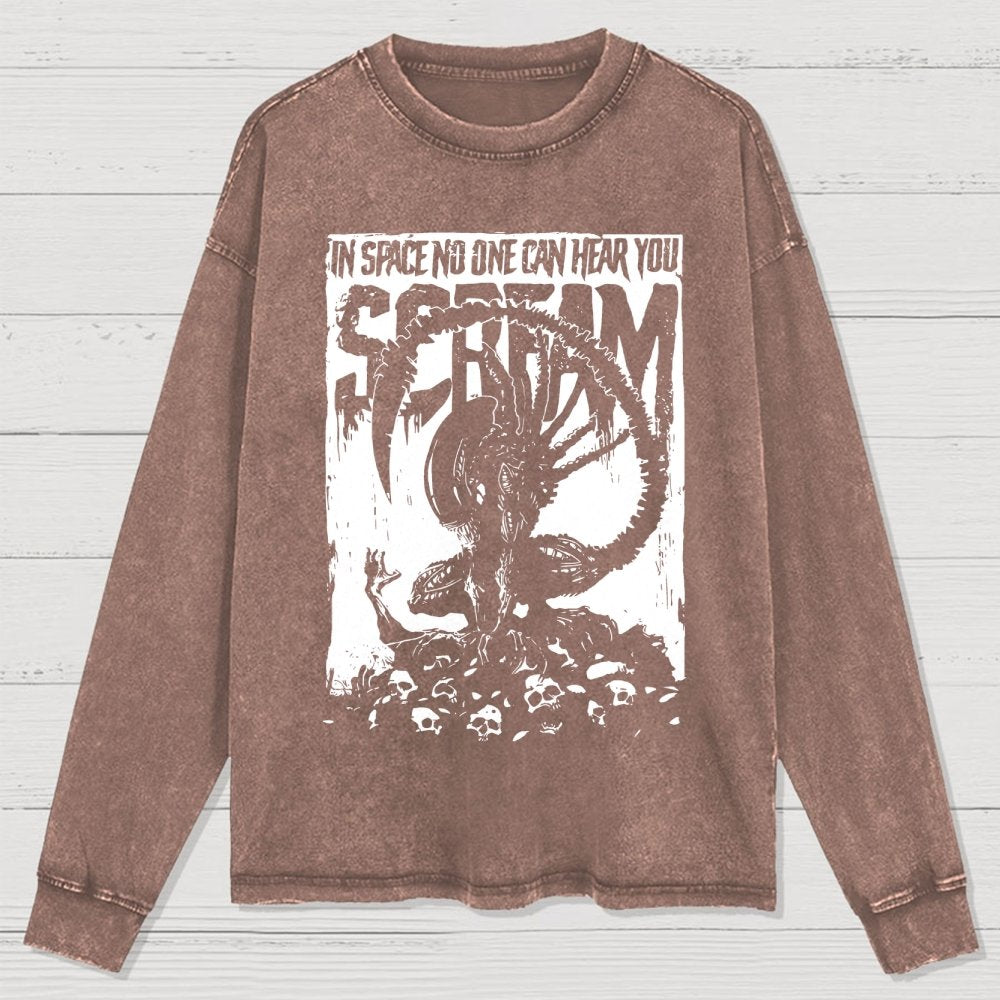In Space No One Can Hear You Washed Long Sleeve Tee
