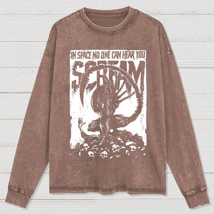 In Space No One Can Hear You Washed Long Sleeve Tee