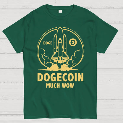 Dogecoin Rocket Ship Much Wow Meme Joke Funny Crypto Currency Elon Musk DOGE Geek T-Shirt