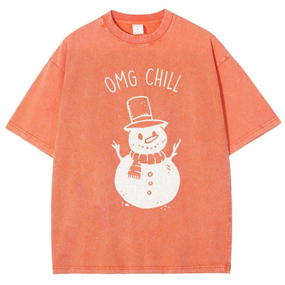 OMG Chill Christmas Vintage Distressed T-shirt