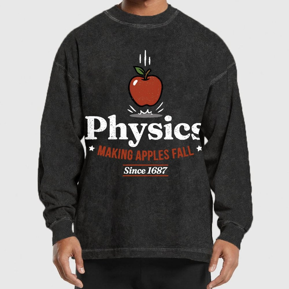 Apple Meets Physics Washed Long Sleeve Tee