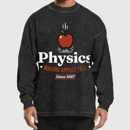 Apple Meets Physics Washed Long Sleeve Tee