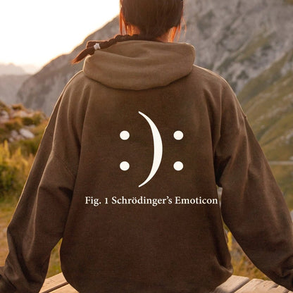 Schrodinger's Emoticon Printed Back Unisex Cotton Hoodie