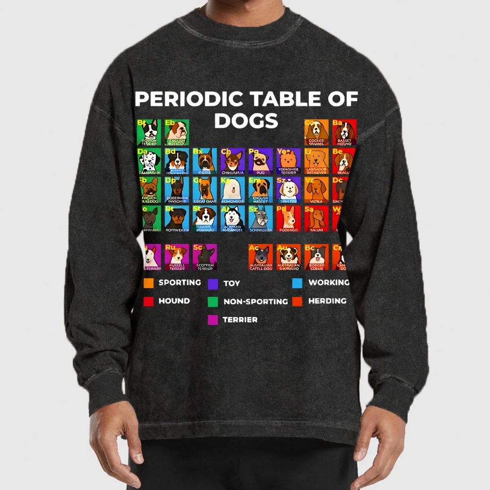 Periodic Table Of Dogs Washed Long Sleeve Tee