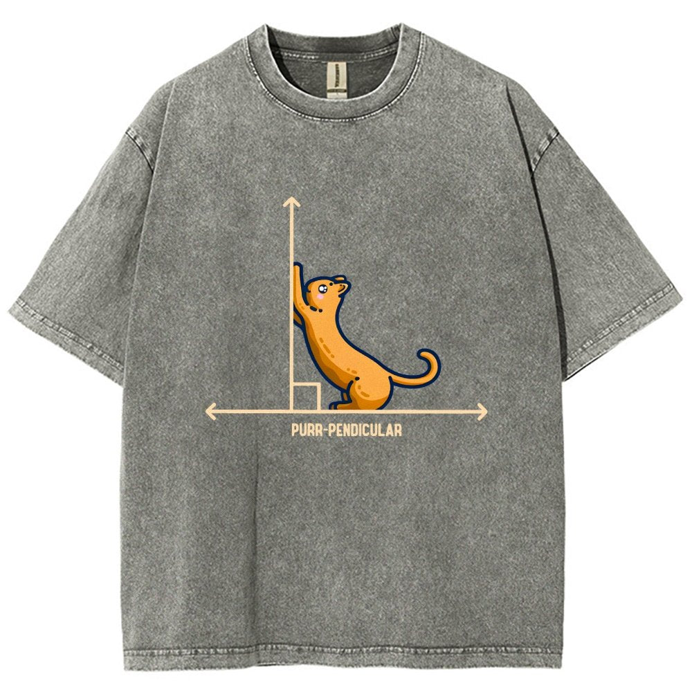 Purr-Pendicular Cute Maths Cat Premium Vintage Distressed T-shirt