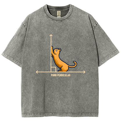 Purr-Pendicular Cute Maths Cat Premium Vintage Distressed T-shirt