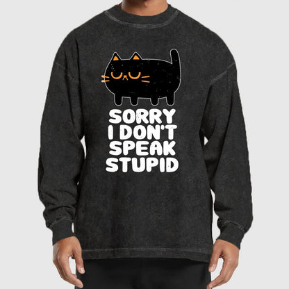 I Don't Speak Stupid Washed Long Sleeve Tee