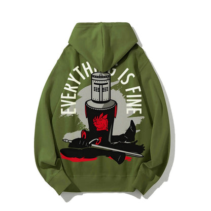 Everything Is Fine Printed Back Cotton Hoodie