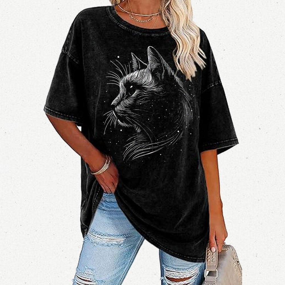 Space cat Vintage Distressed T-shirt