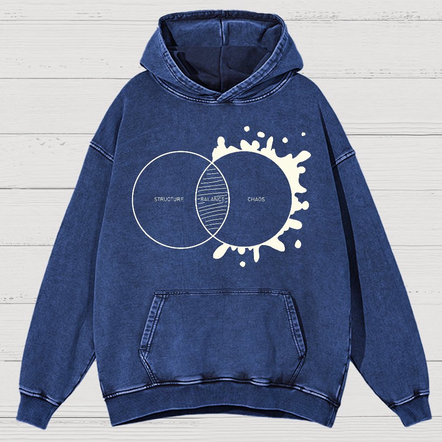 Balance Between Structure and Chaos Geek Vintage Distressed Hoodie