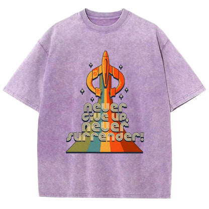Retro Quest Never give up, never surrender! Vintage Distressed T-shirt