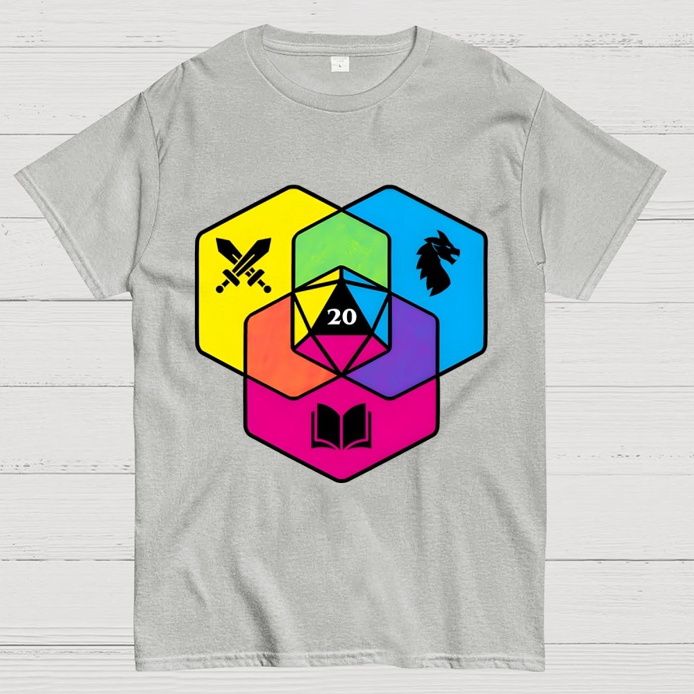 RPG CMYK Dice Venn Diagram Geek T-Shirt