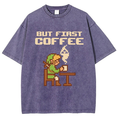 But First Coffee Vintage Distressed T-shirt