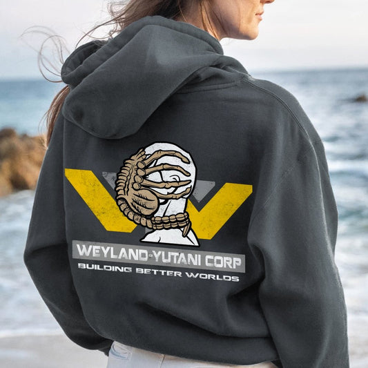 Mysterious Creatures Building Better Worlds Printed Back Unisex Cotton Hoodie