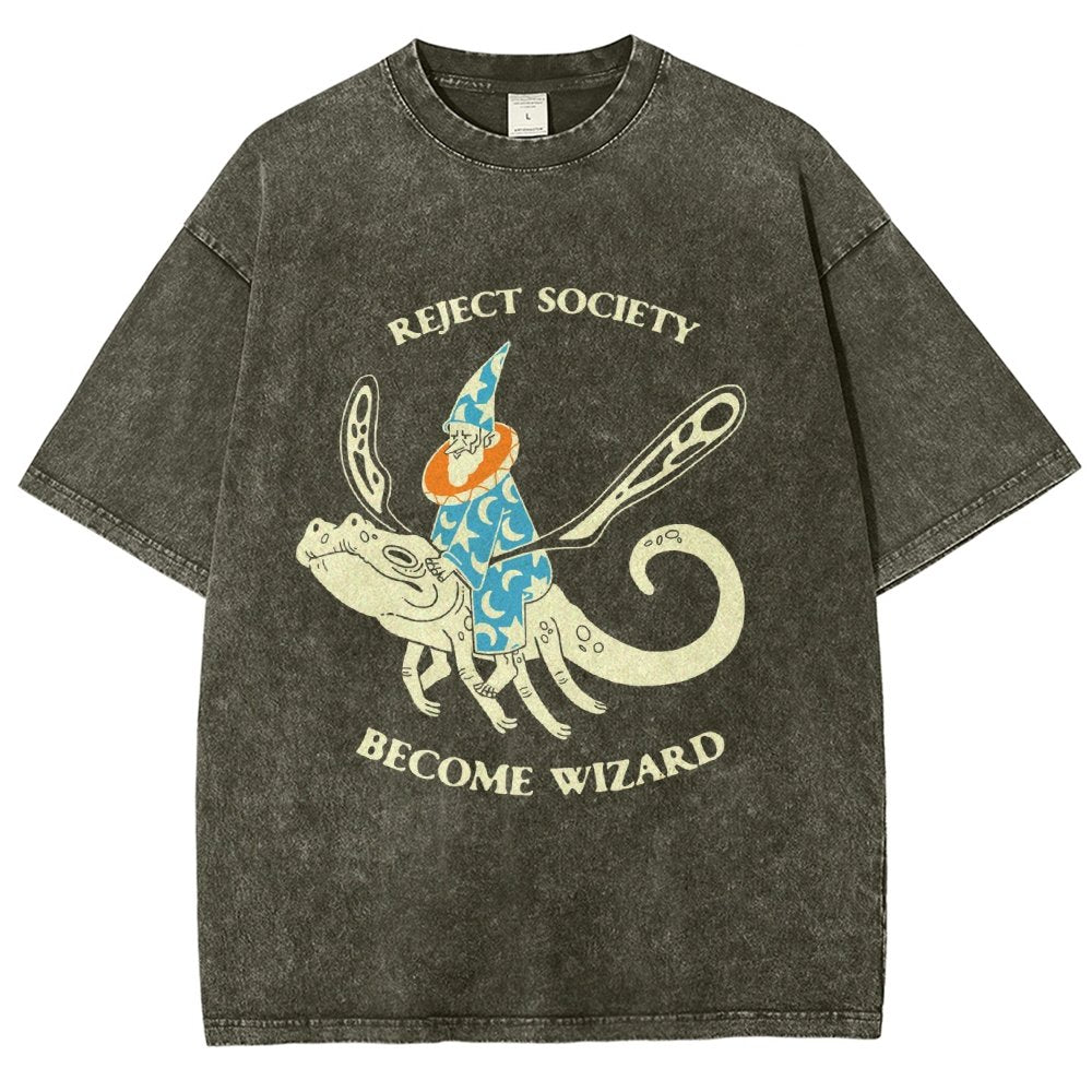 Reject-society become-wizard Vintage Distressed T-shirt