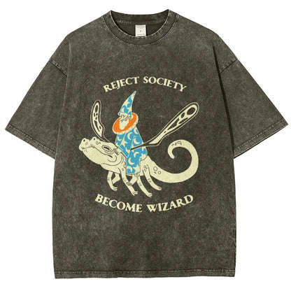 Reject-society become-wizard Vintage Distressed T-shirt