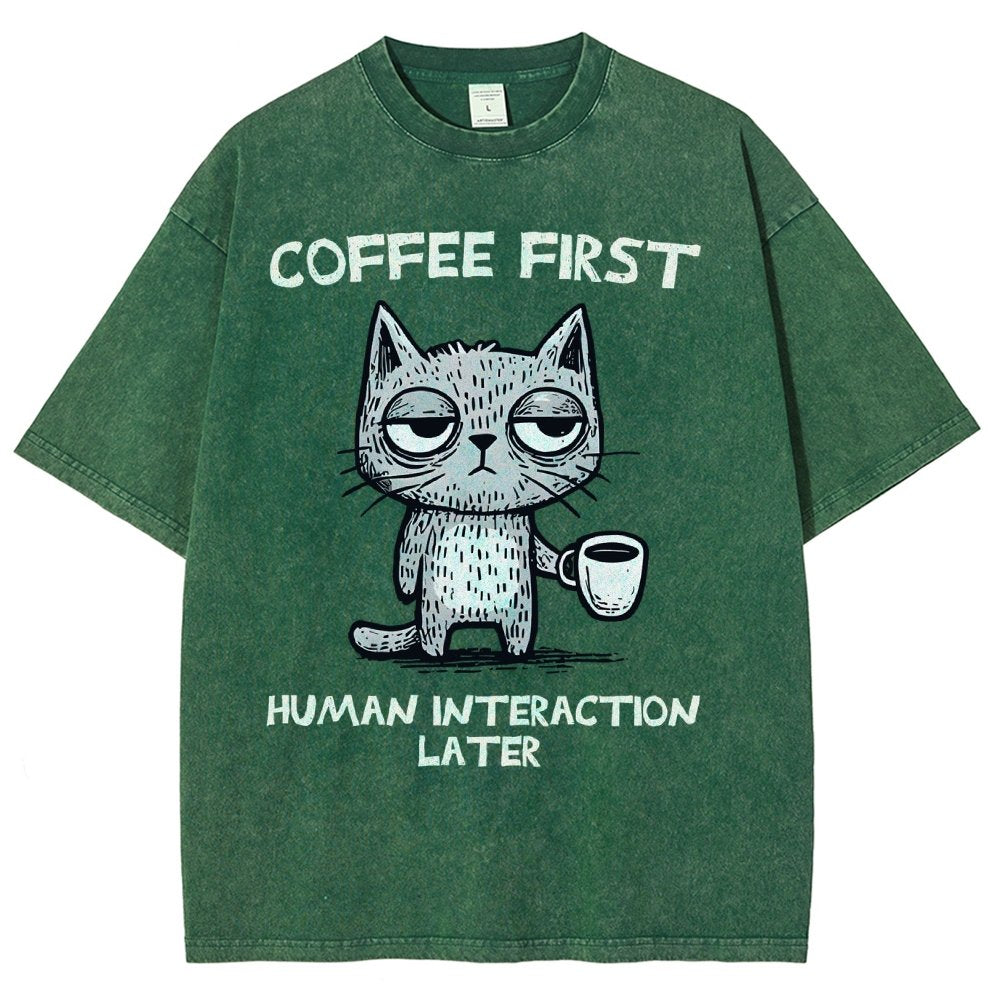Coffee Firtst Vintage Distressed T-shirt