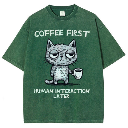 Coffee Firtst Vintage Distressed T-shirt