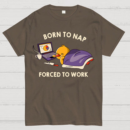 Born to Nap Forced To Work Funny Duck Geek T-Shirt