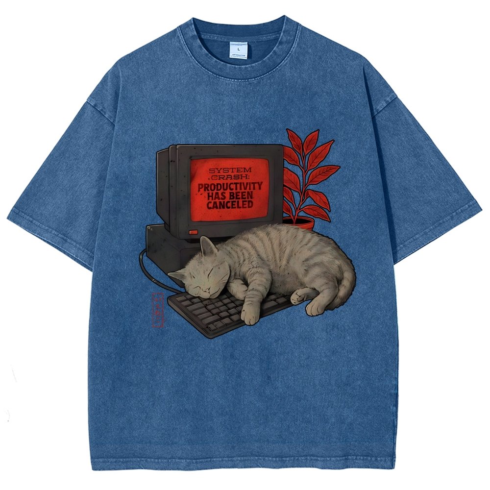 System Crash Cat Vintage Distressed T-shirt