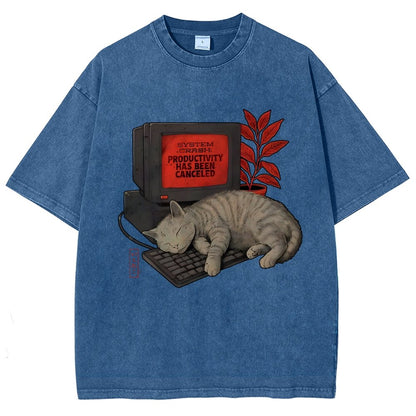 System Crash Cat Vintage Distressed T-shirt