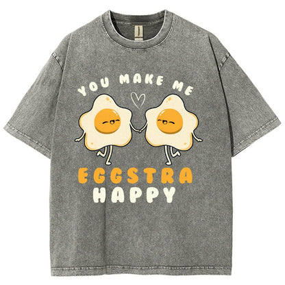 You Make Me Eggstra Happy Vintage Distressed T-shirt