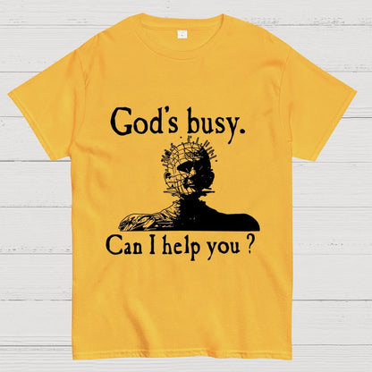 God's Busy Can I Help You? Unisex Geek T-Shirt