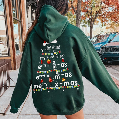 Christmas Math Printed Back Unisex Cotton Hoodie