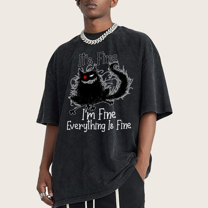 It's fine funny cat Vintage Distressed T-shirt