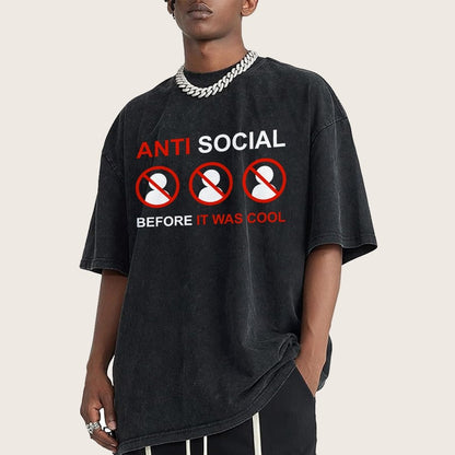 Anti-Social Before It Was Cool Vintage Distressed T-shirt
