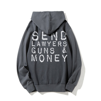 Send Lawyers Guns And Money Printed Back Unisex Cotton Hoodie